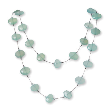 Flat Faceted Peruvian Chalcedony Sterling Silver Necklace