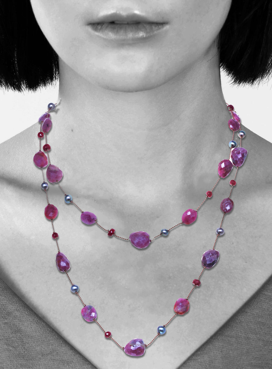 Faceted Ruby Zoisite Necklace