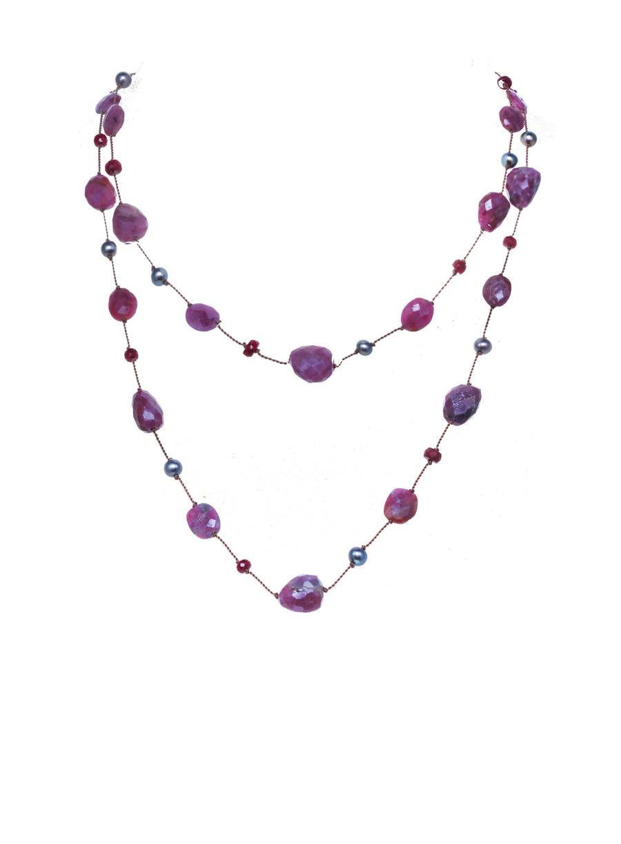 Faceted Ruby Zoisite Necklace