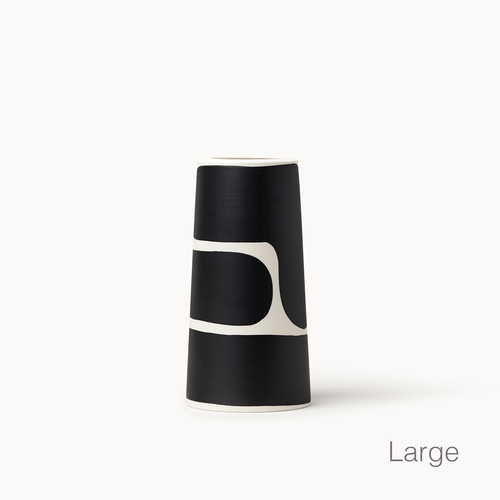 Large Black Color Block Pillar Vase