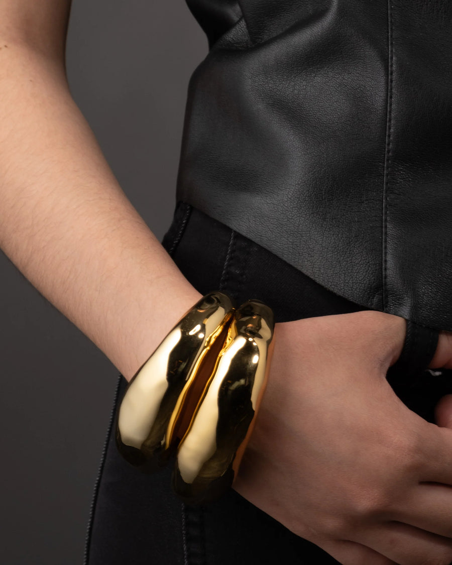 MOLTEN HINGED CUFF -  BRASS