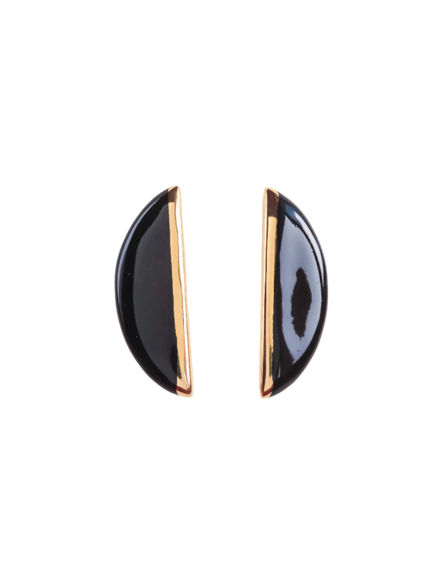 Large Half-Moon Earrings - Black