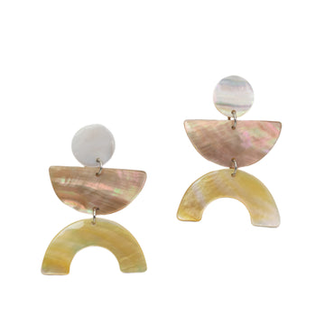 Tri-color geometric dangle earrings