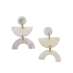 Pearl geometric dangle earrings