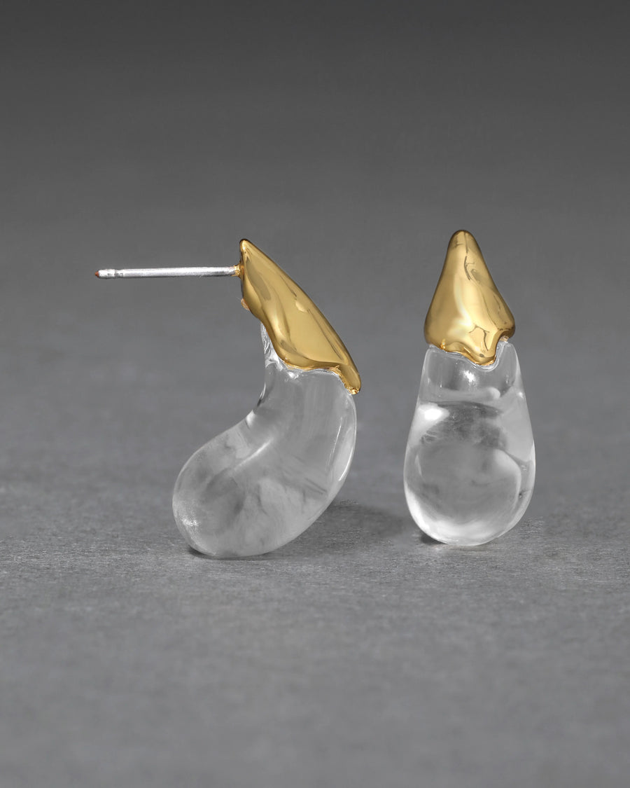 Liquid Lucite Arched Small Post Earring- Clear