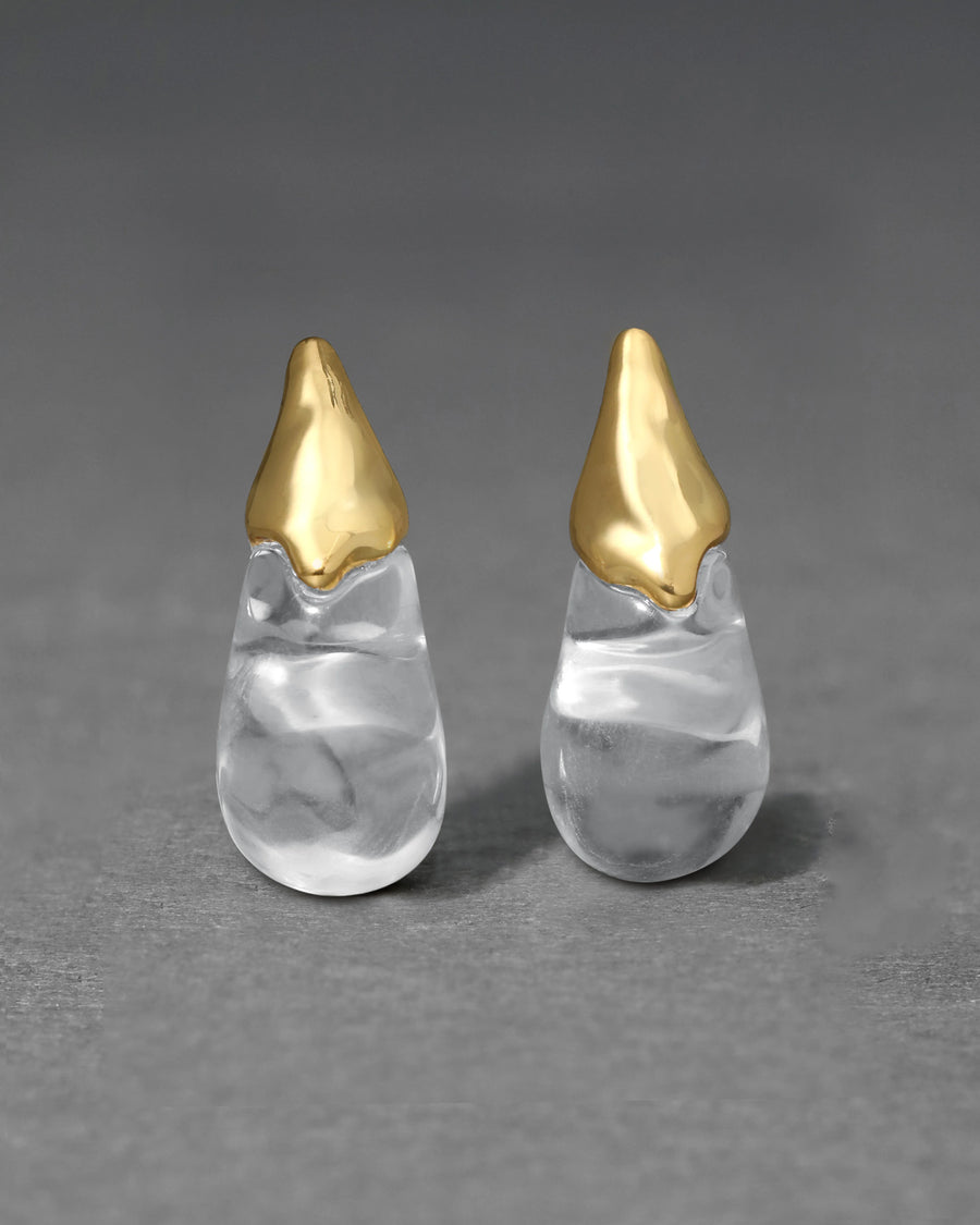 Liquid Lucite Arched Small Post Earring- Clear