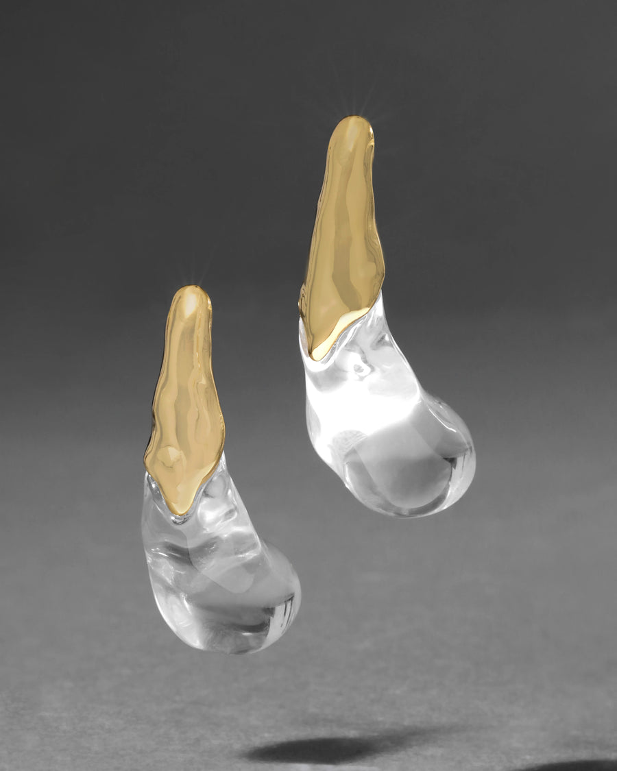 Liquid Lucite Arched Large Post Earring- Clear