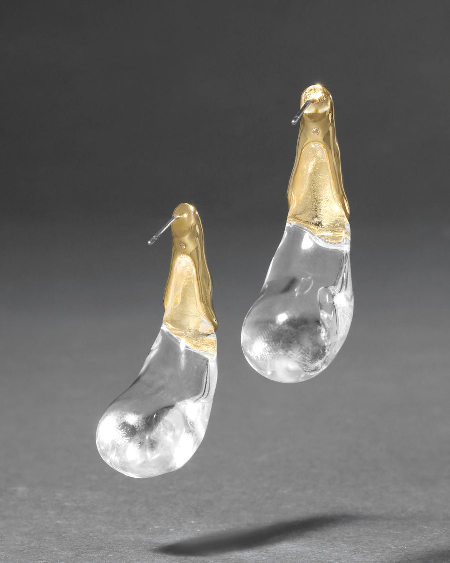 Liquid Lucite Arched Large Post Earring- Clear