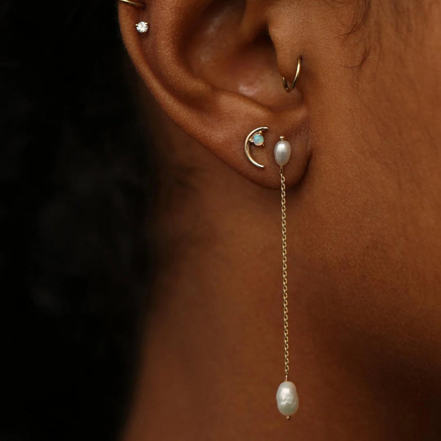 Long 14k gold freshwater seed Pearl Shower Earrings