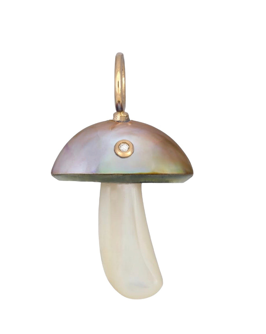 Copper Mabe Pearl Mushroom with Diamond Charm
