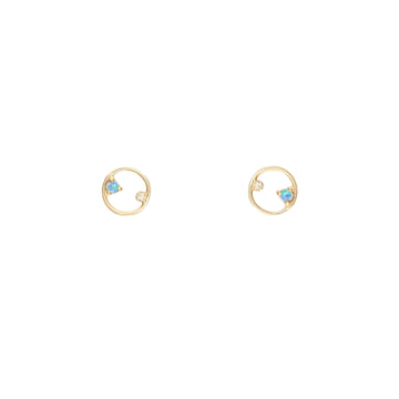 Mini Circle Earrings- 10K YG w/ Opals & White Diamonds