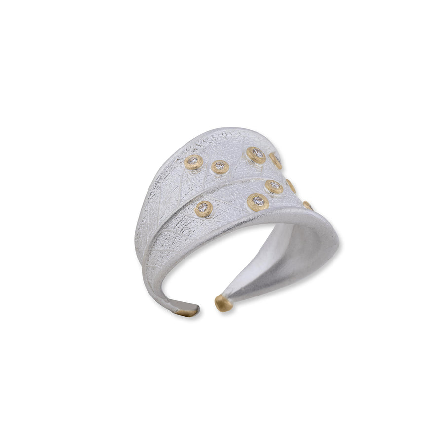 MACHKA PARK RING - MATTE SILVER AND DIAMONDS