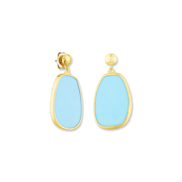 MY WORLD BUTTON TOP EARRINGS - 24K YELLOW GOLD & TURQUOISE