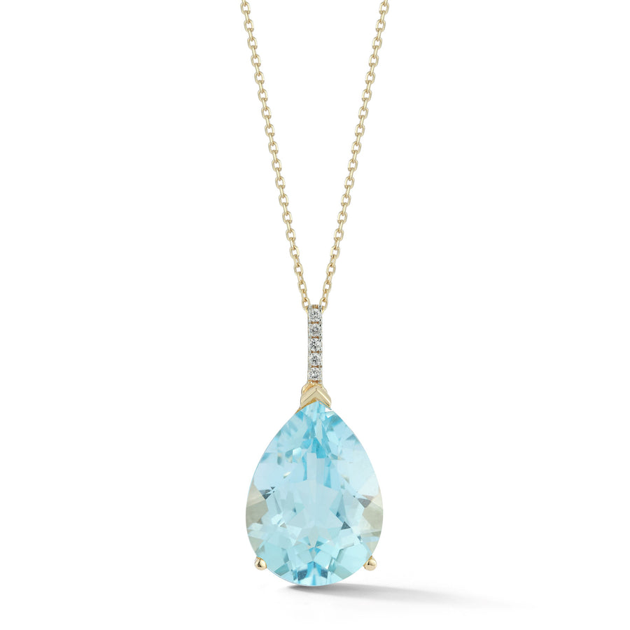 Swiss Blue Topaz Teardrop Necklace