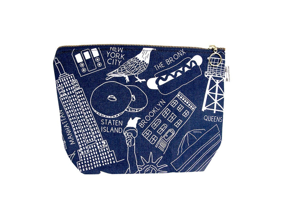 New York makeup pouch - denim