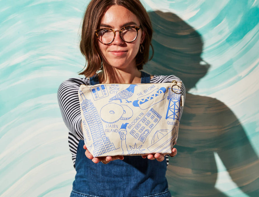 New York makeup pouch - denim