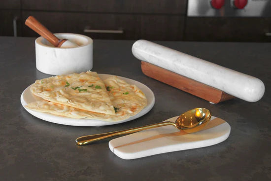 Marble Rolling Pin with Wood Stand