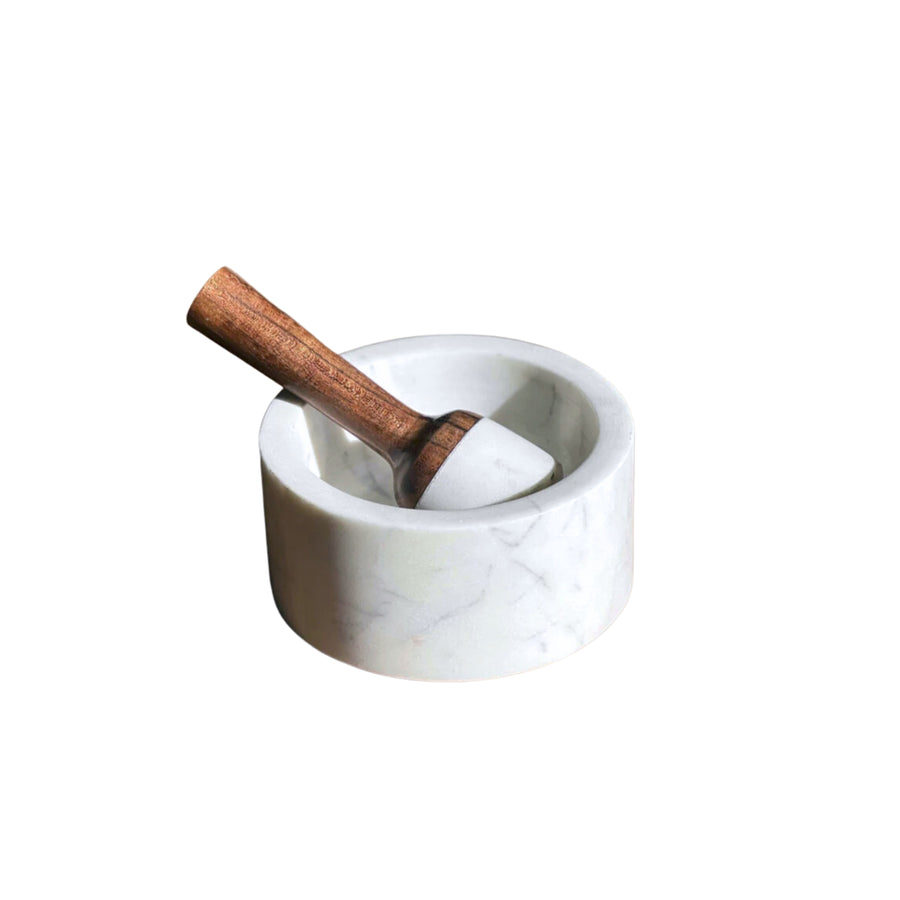 Marble & Wood Mortar and Pestle