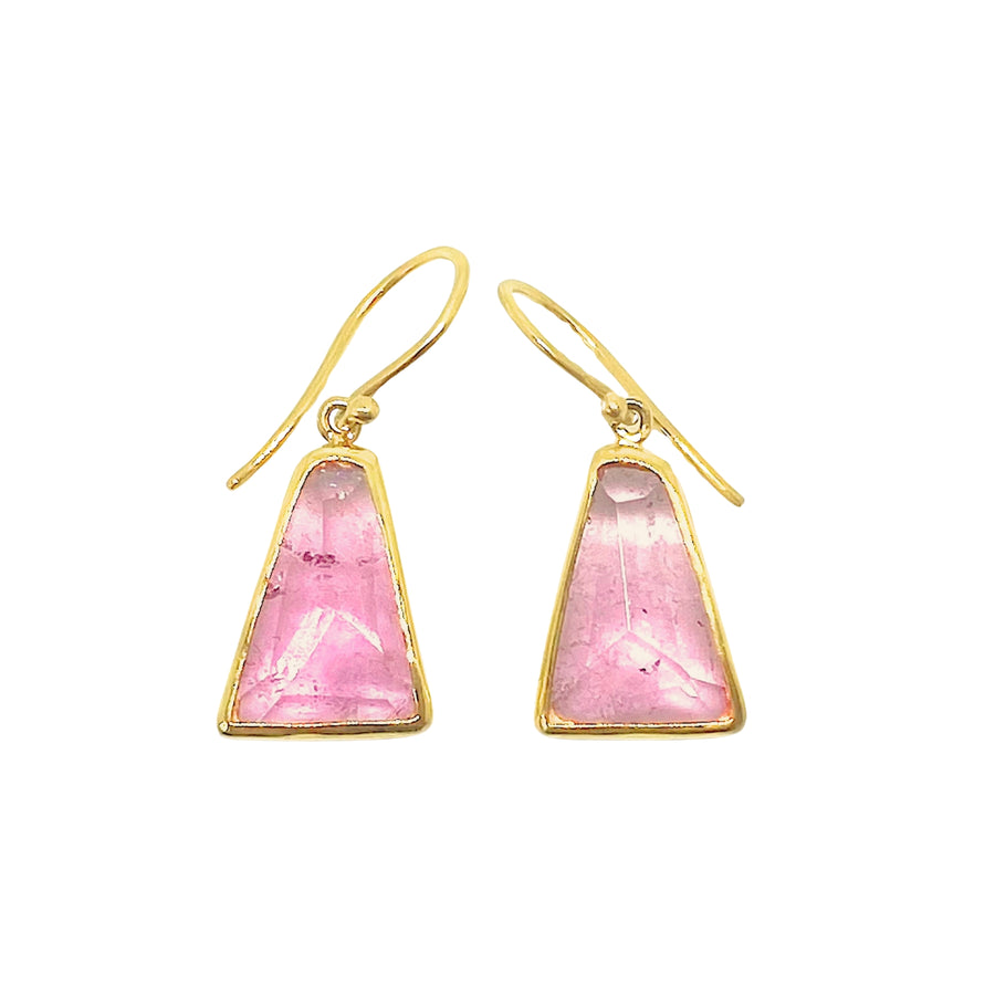 PINK TOURMALINE SOLID GOLD EARRINGS