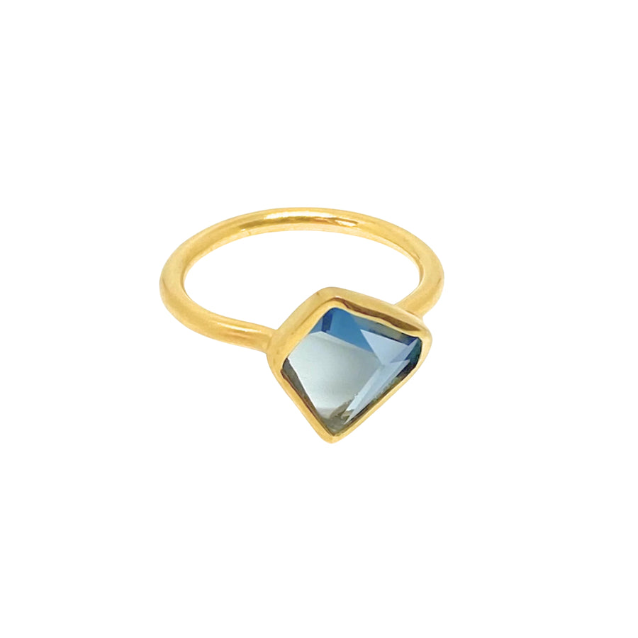 DIAMOND AND LONDON BLUE TOPAZ GOLD RING