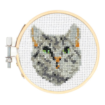 Mini Cross Stitch Embroidery Kit Cat