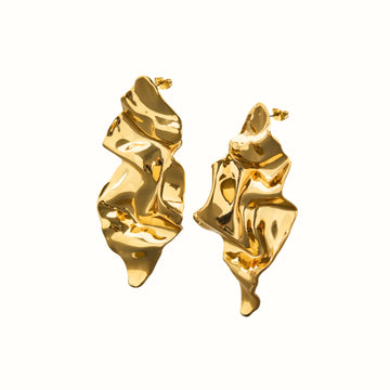 CRUMPLED GOLD EARRING - LARGE POST