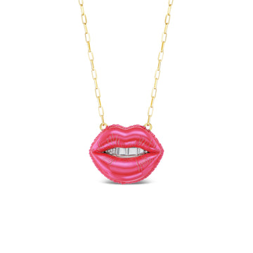 Mouthpiece Necklace (Neon Gloss)- 18K WG/YG/Diamond