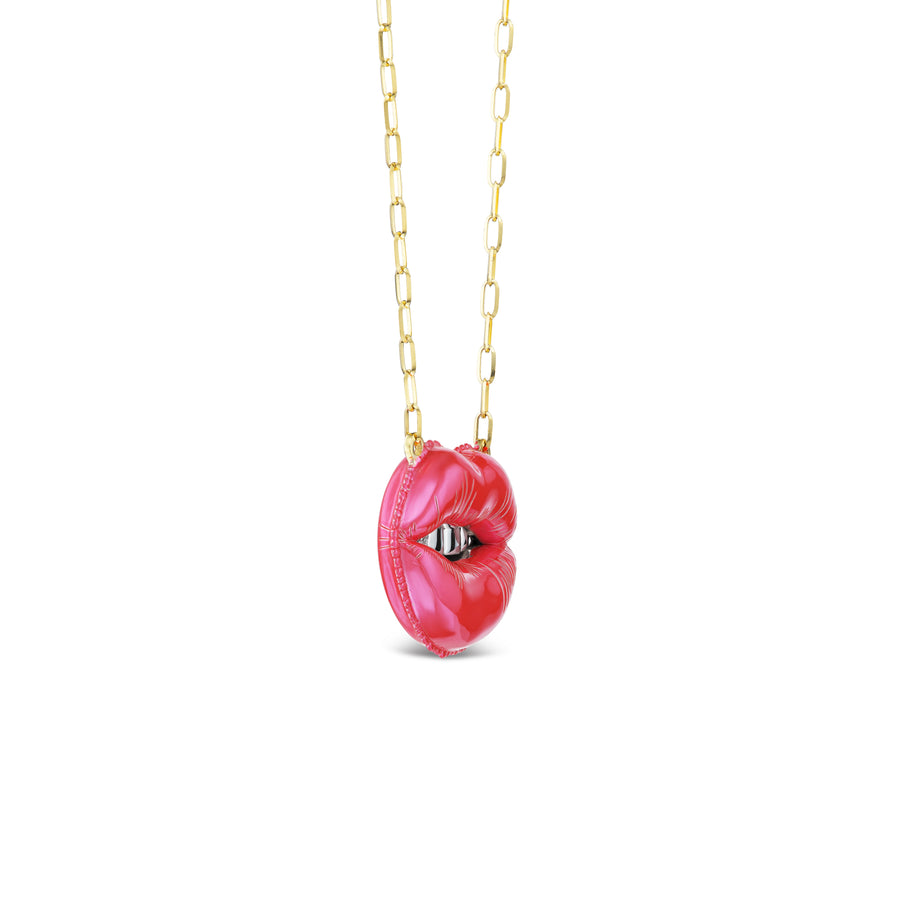 Mouthpiece Necklace (Neon Gloss)- 18K WG/YG/Diamond