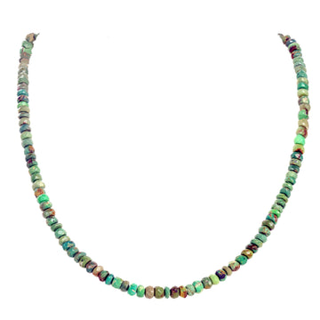 Green Turquoise Faceted Rondelles Necklace