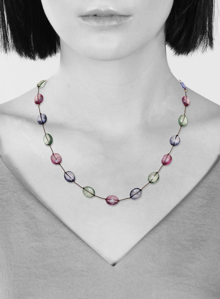 Faceted Pink, Purple & Green Topaz Necklace