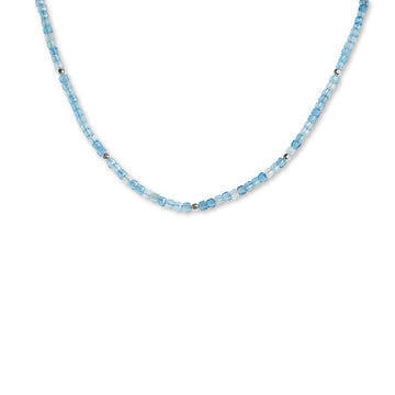 Faceted Aquamarine Box Cut Necklace