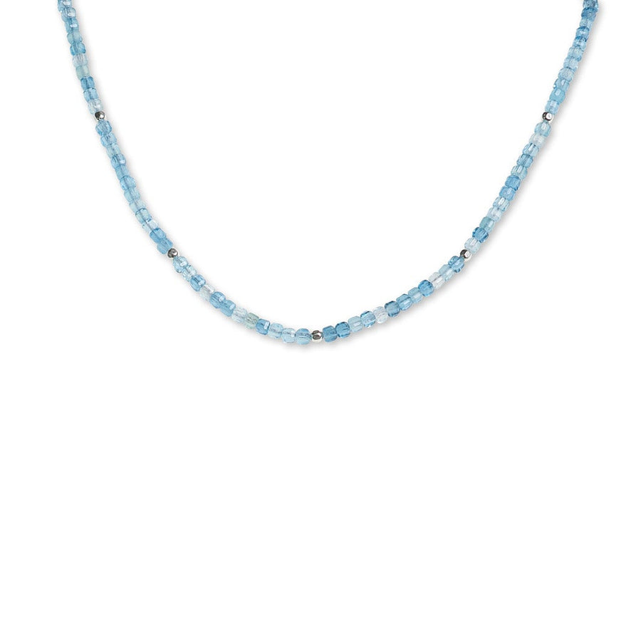 Faceted Aquamarine Box Cut Necklace