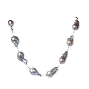 One of a Kind Grey Baroque Pearl Necklace