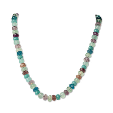 Faceted Multicolor Fluorite & Blue Jade Necklace