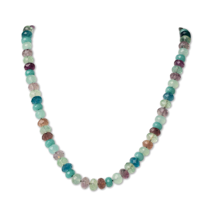 Faceted Multicolor Fluorite & Blue Jade Necklace