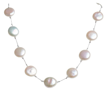 White Freshwater Coin Pearl Necklace