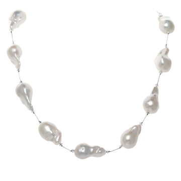 Large White Baroque Pearl Necklace