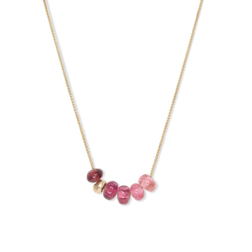 5-Pink Tourmaline Bead Necklace