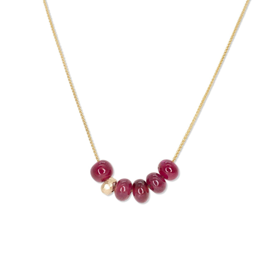 5-Ruby Bead Necklace