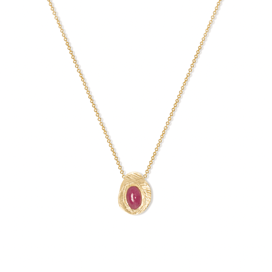 Ruby Oval Gold Slider Necklace