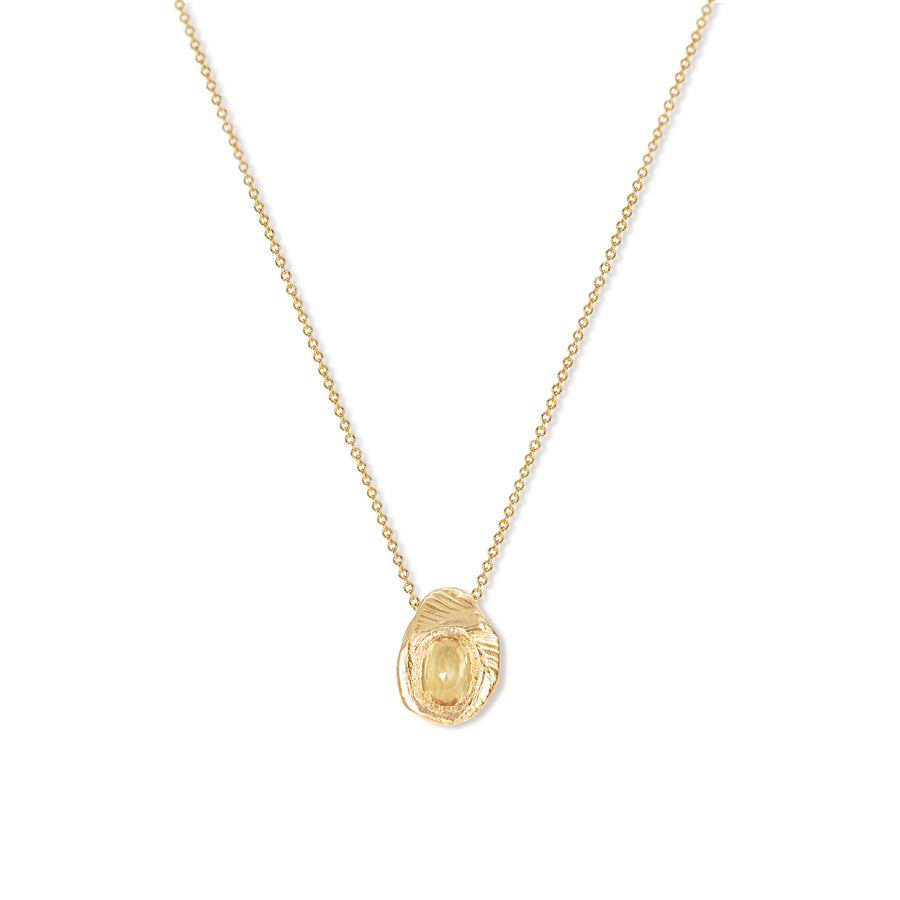 Yellow Oval Gold Slider Necklace