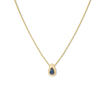 Blue Sapphire Teardrop Gold Slider Necklace