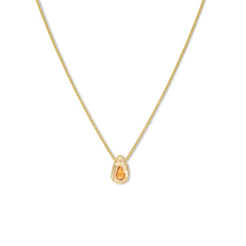 Orange Sapphire Teardrop Gold Slider Necklace