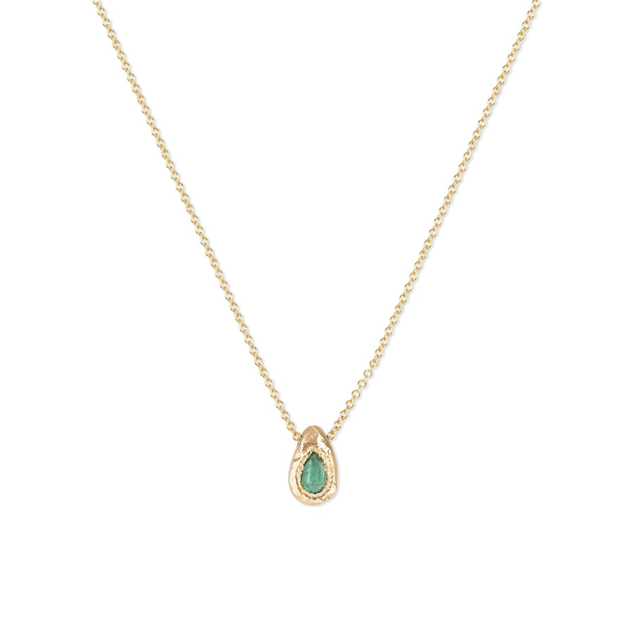 Emerald Teardrop Gold Slider Necklace