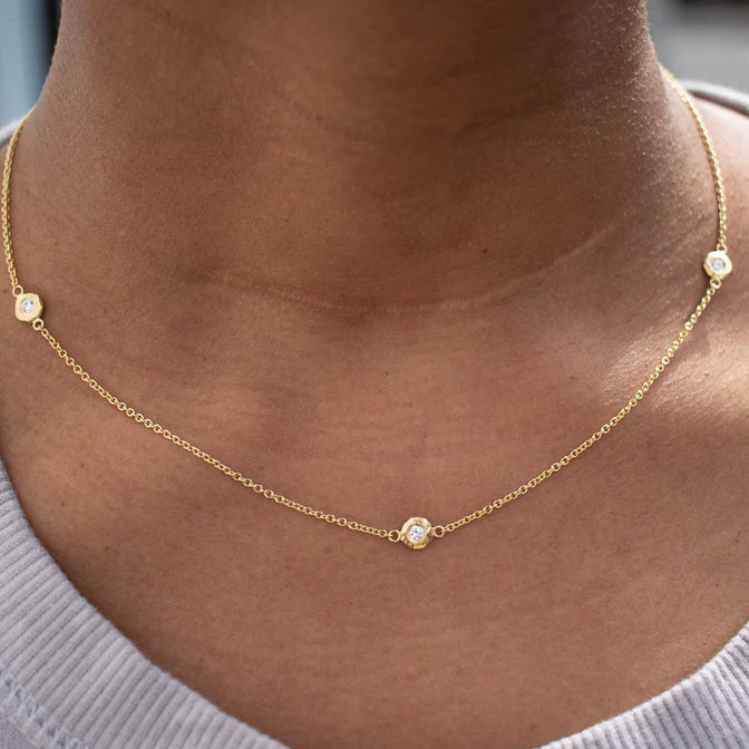 18K Diamonds by the Yard Necklace - 5 Diamonds