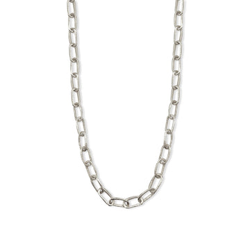 Textured Oval Paperclip Link Chain Necklace