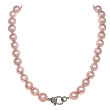 Pink Edison Freshwater Pearl and diamond Necklace