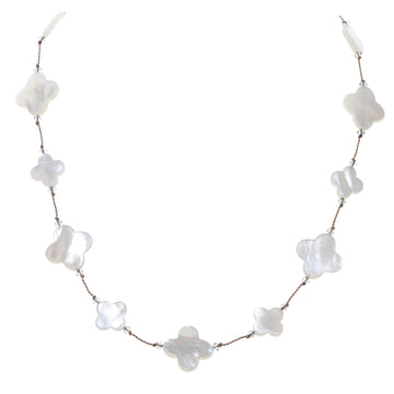 White Mother of Pearl Clover Necklace