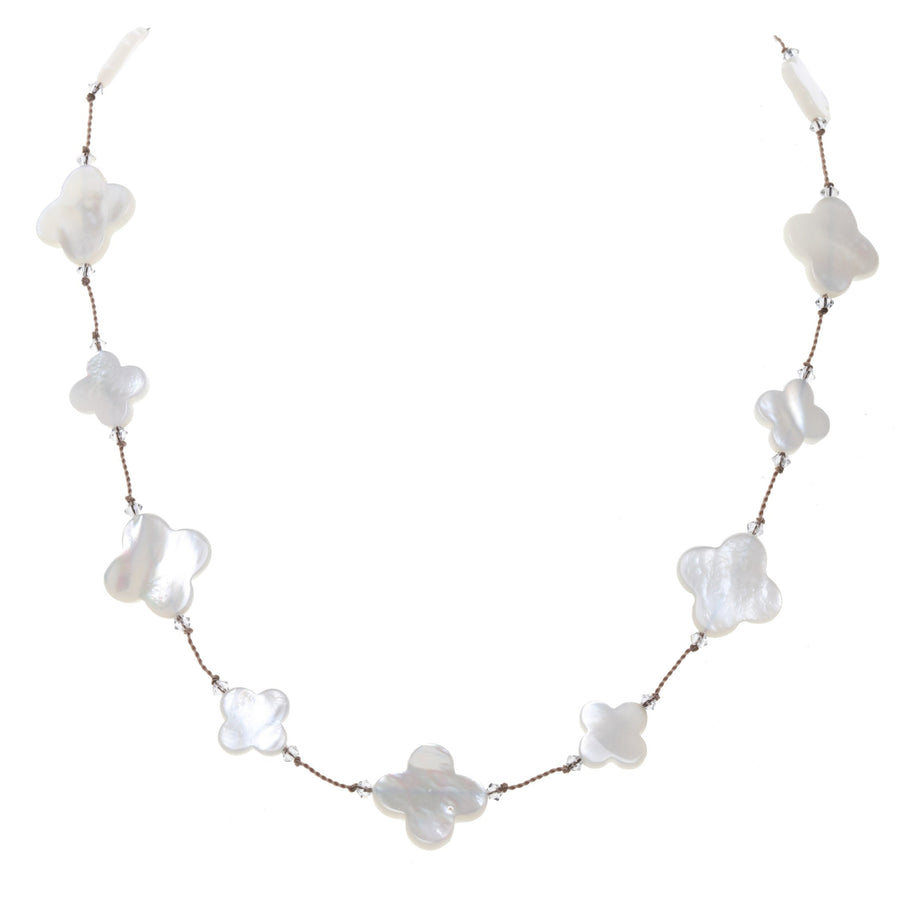 White Mother of Pearl Clover Necklace