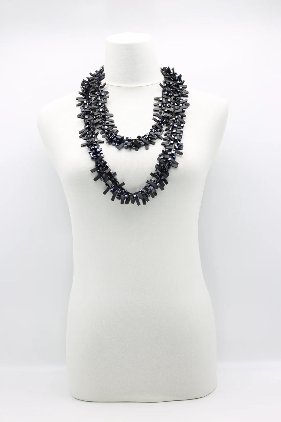 HAND-CROCHETED CRYSTAL AND BEADED NECKLACES - NAVY